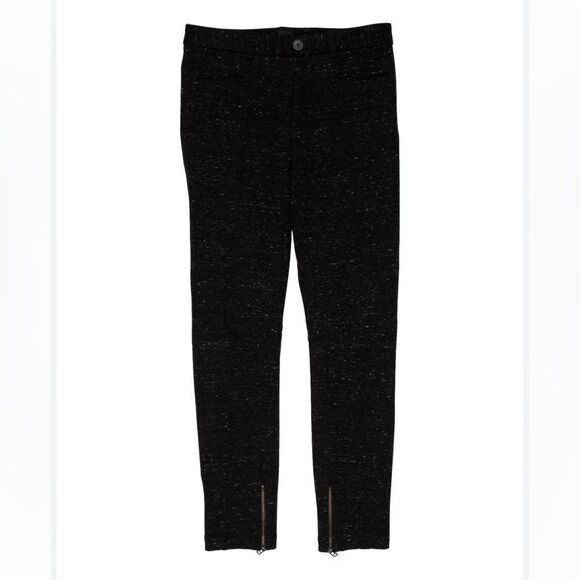ATM Anthony Thomas Melillo Melange Ponte Skinny Moto Pants Size 2 Black Speckle - Picture 1 of 6